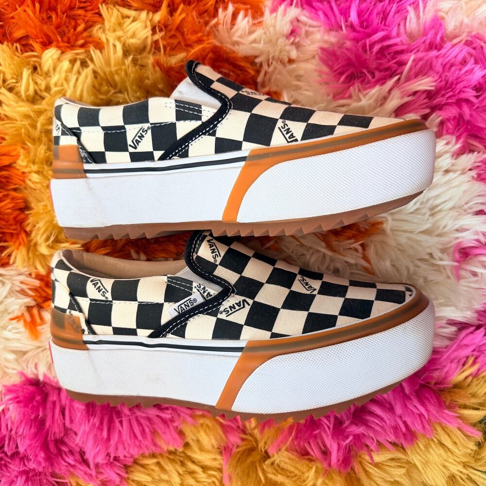 VANS Era Stacked Checkerboard Platform Slip On Shoes NWOT 6.5 - Picture 3 of 5
